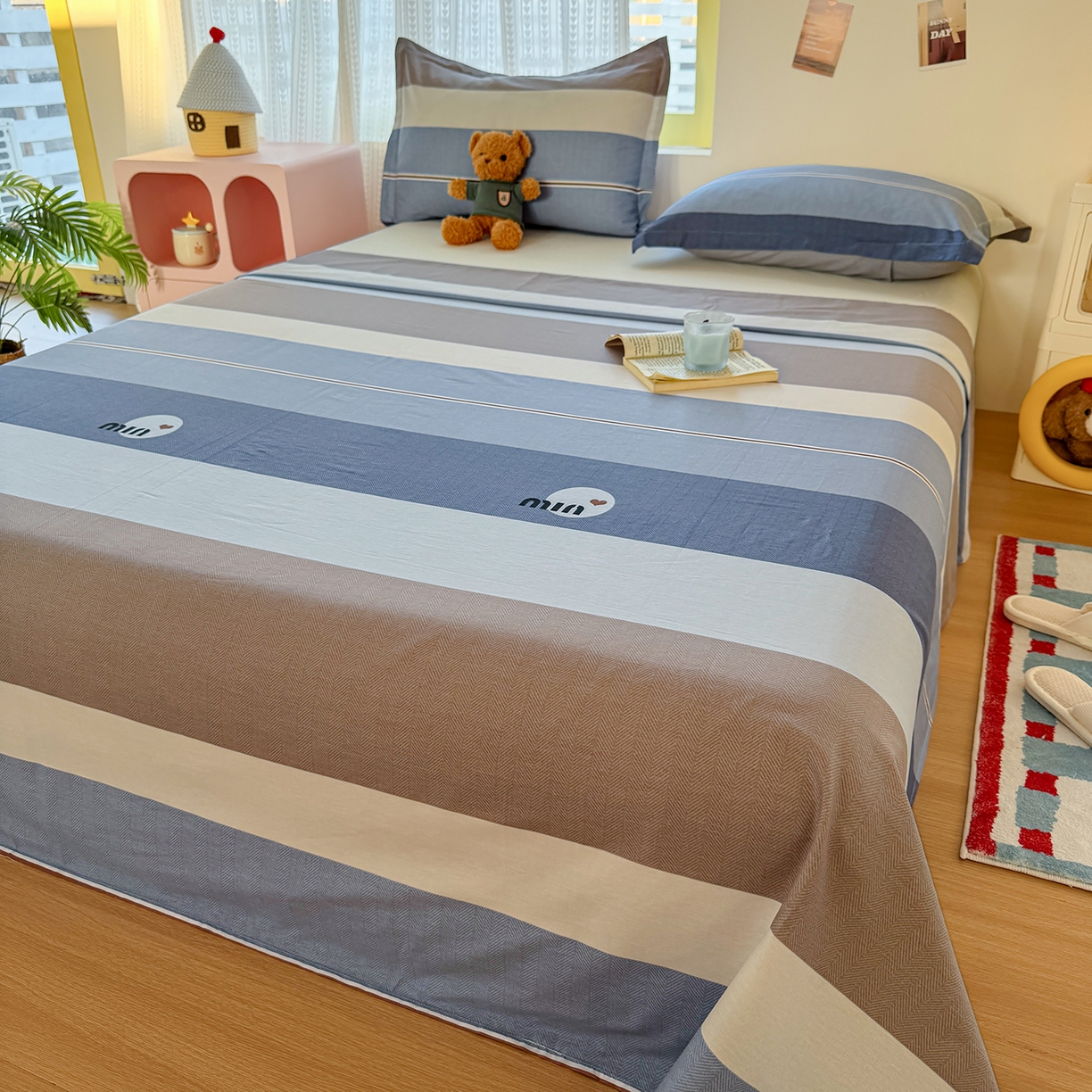 91家纺网 家纺一手货源 找家纺 尚帛 2026新款全棉品质喷气印花爆款四件套 多规格套件 单品系列-单床单 时尚慕斯