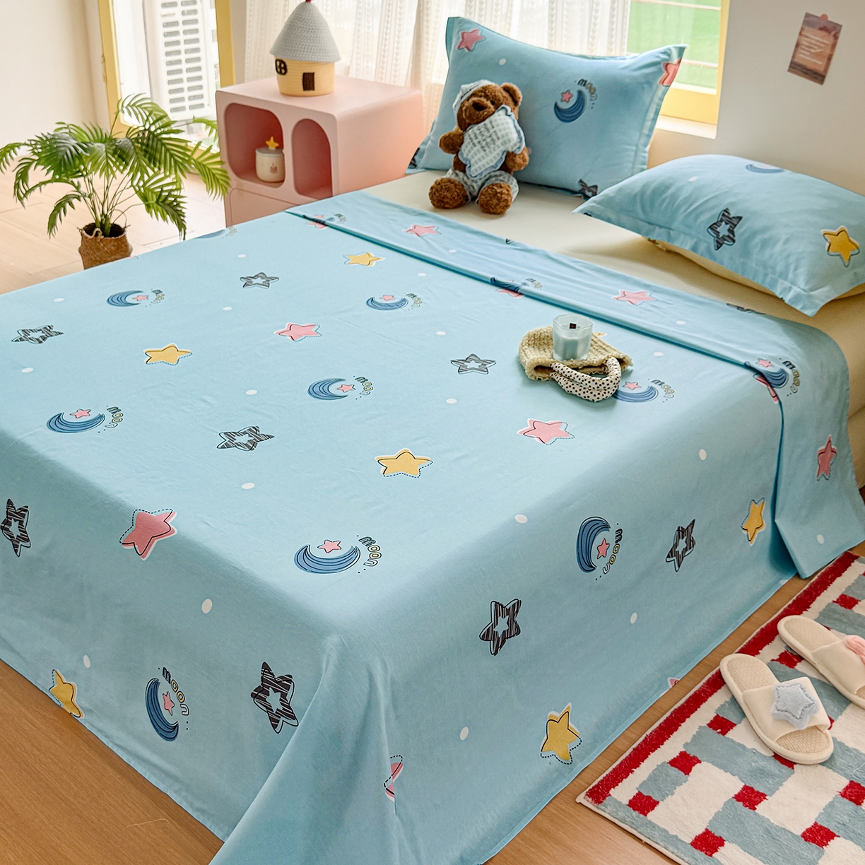 91家纺网 家纺一手货源 找家纺 尚帛 2026新款全棉品质喷气印花爆款四件套 多规格套件 单品系列-单床单 星梦想