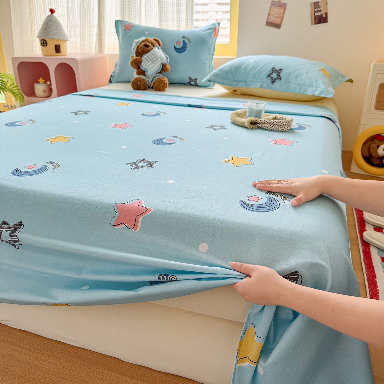 91家纺网 家纺一手货源 找家纺 尚帛 2026新款全棉品质喷气印花爆款四件套 多规格套件 单品系列-单床单 星梦想