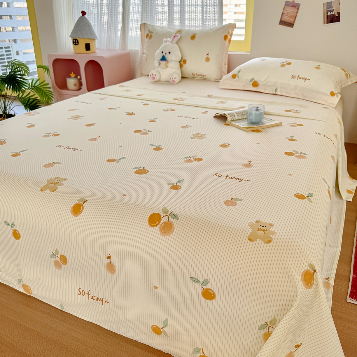 91家纺网 家纺一手货源 找家纺 尚帛 2026新款全棉品质喷气印花爆款四件套 多规格套件 单品系列-单枕套 欢乐碰碰熊