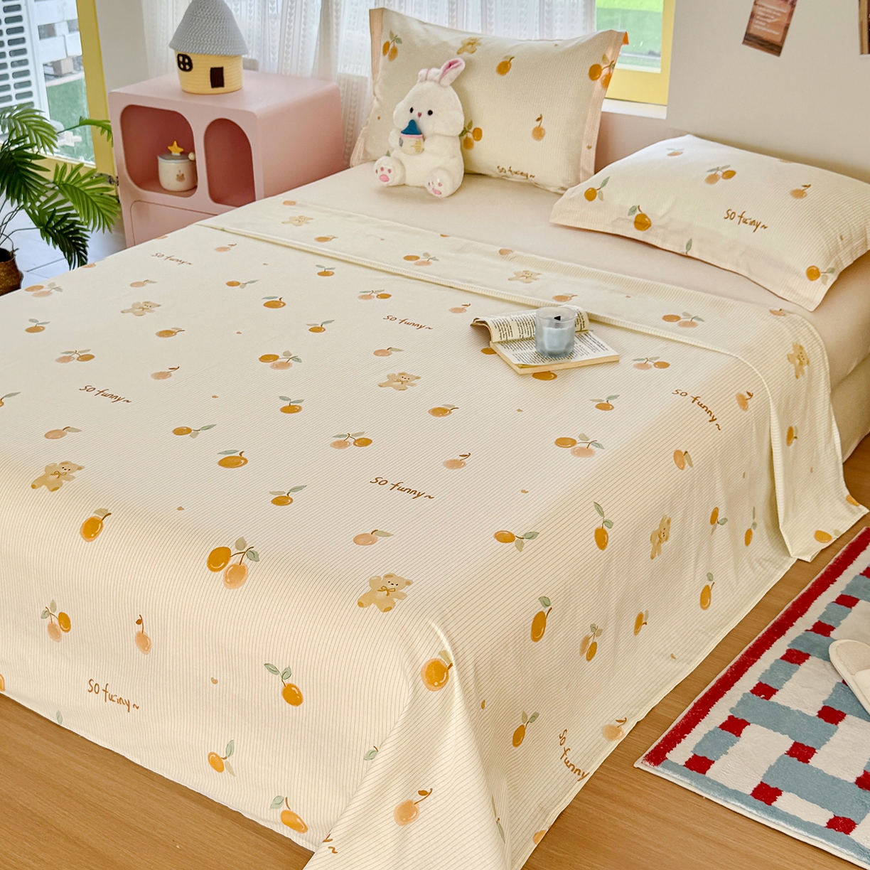 91家纺网 家纺一手货源 找家纺 尚帛 2026新款全棉品质喷气印花爆款四件套 多规格套件 单品系列-单枕套 欢乐碰碰熊