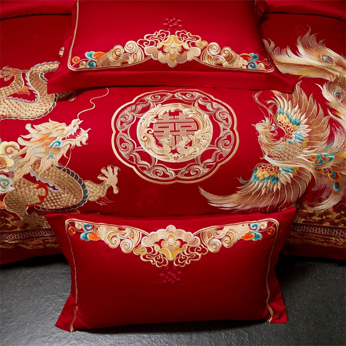 91家纺网 家纺一手货源 找家纺 （总）红番天婚庆 （控价）2025新款全棉提花全棉贡缎提花新中式婚庆四件套多件套