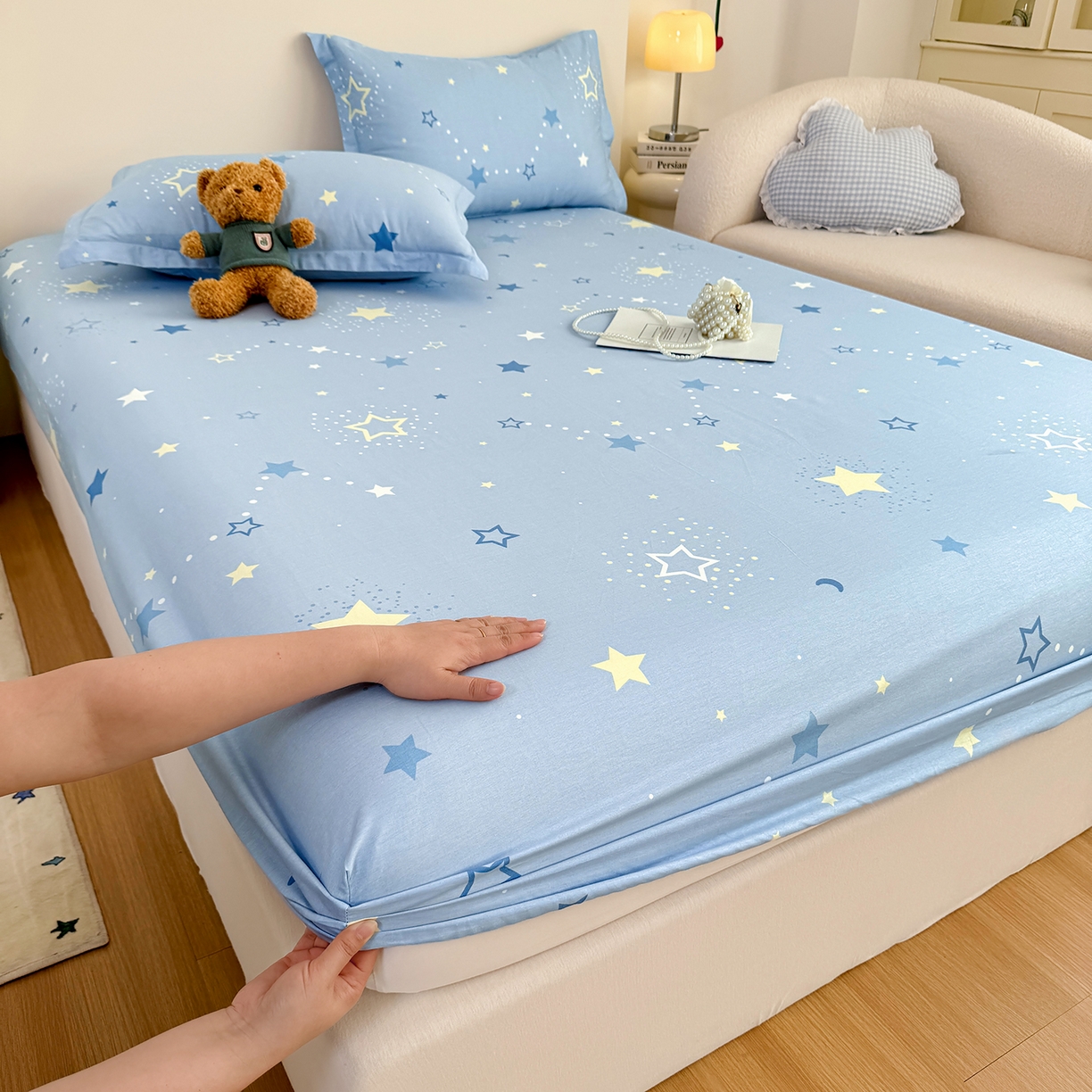 91家纺网 家纺一手货源 找家纺 尚帛 2026新款全棉品质喷气印花爆款四件套 多规格套件 单品系列-单床笠 五星集