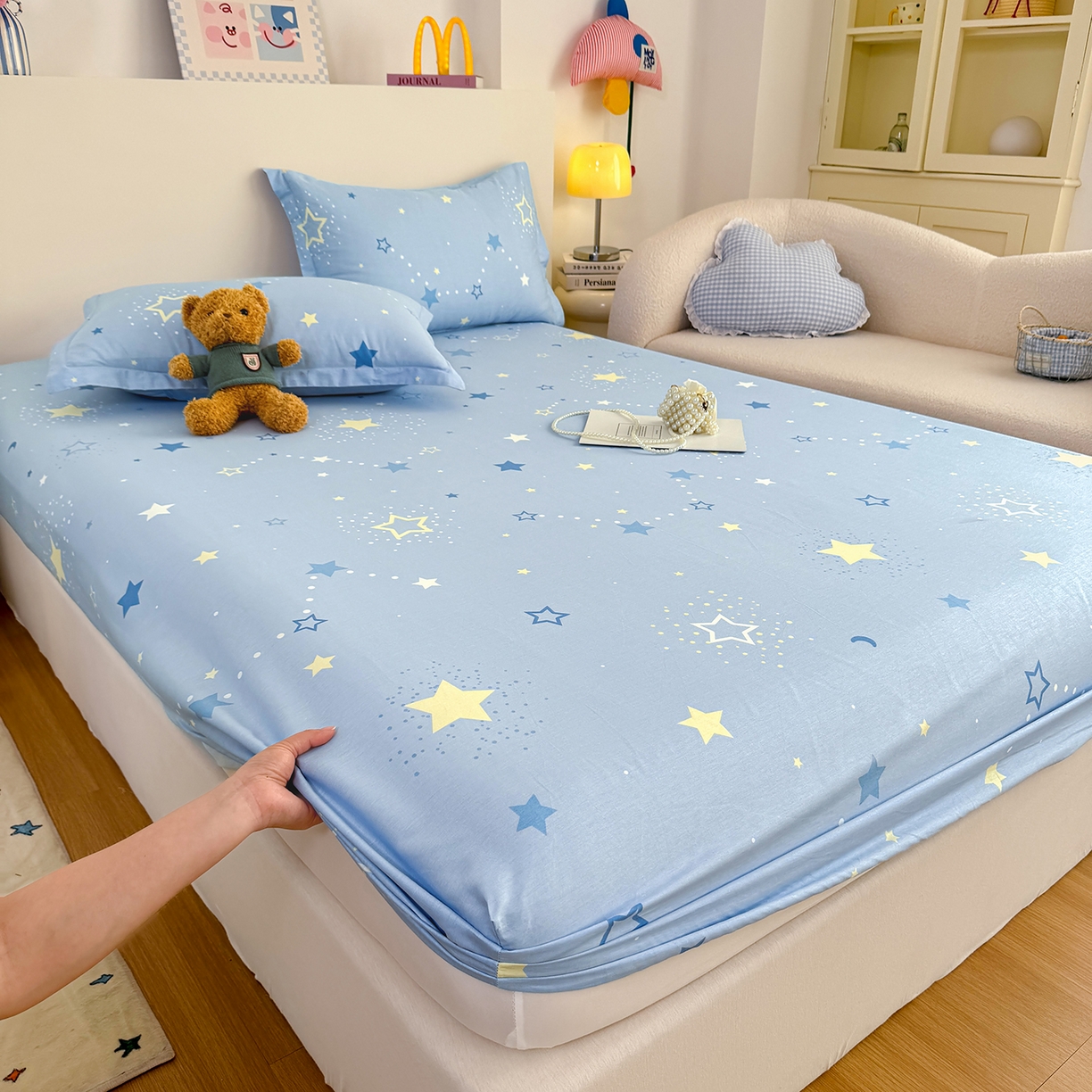 91家纺网 家纺一手货源 找家纺 尚帛 2026新款全棉品质喷气印花爆款四件套 多规格套件 单品系列-单床笠 五星集