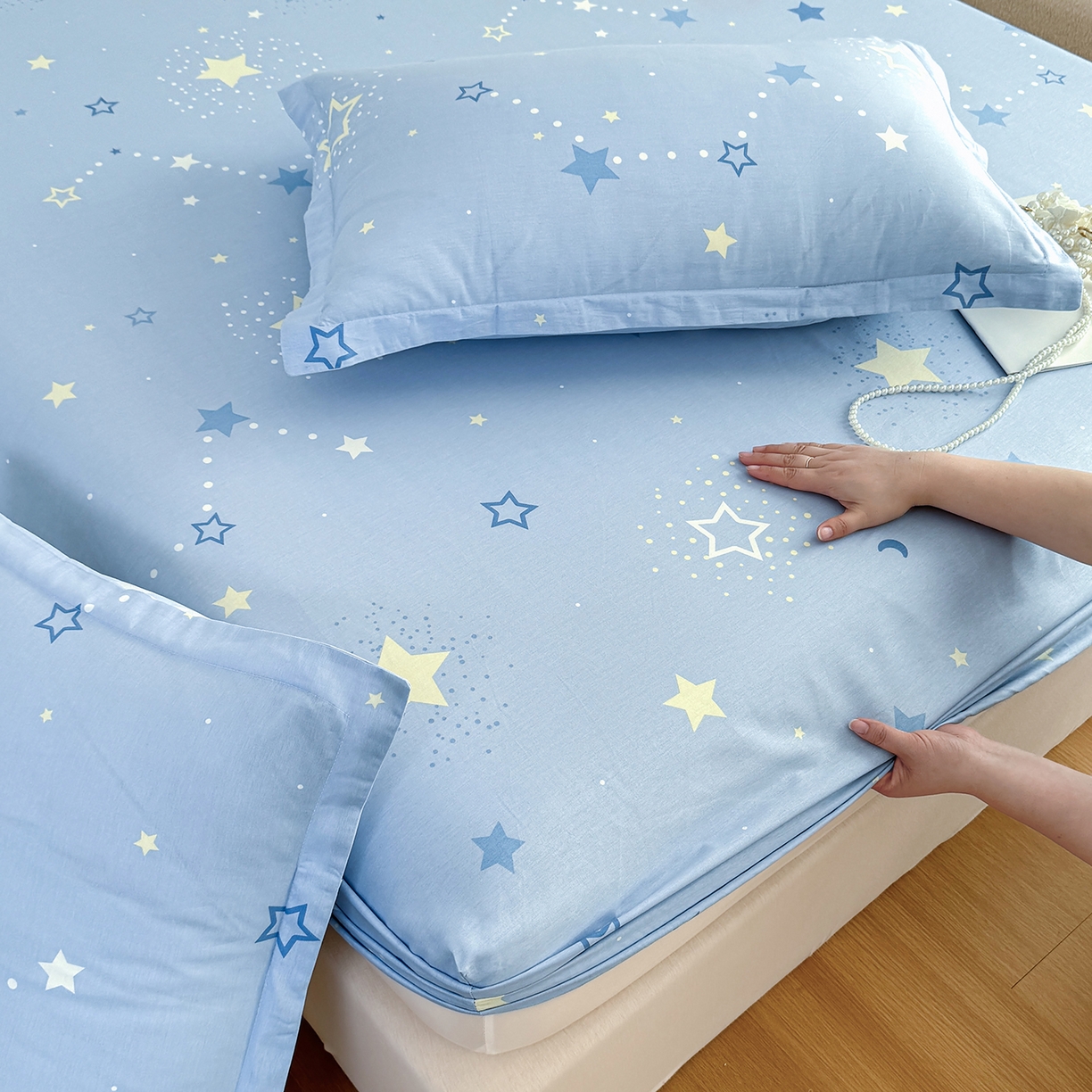 91家纺网 家纺一手货源 找家纺 尚帛 2026新款全棉品质喷气印花爆款四件套 多规格套件 单品系列-单床笠 五星集