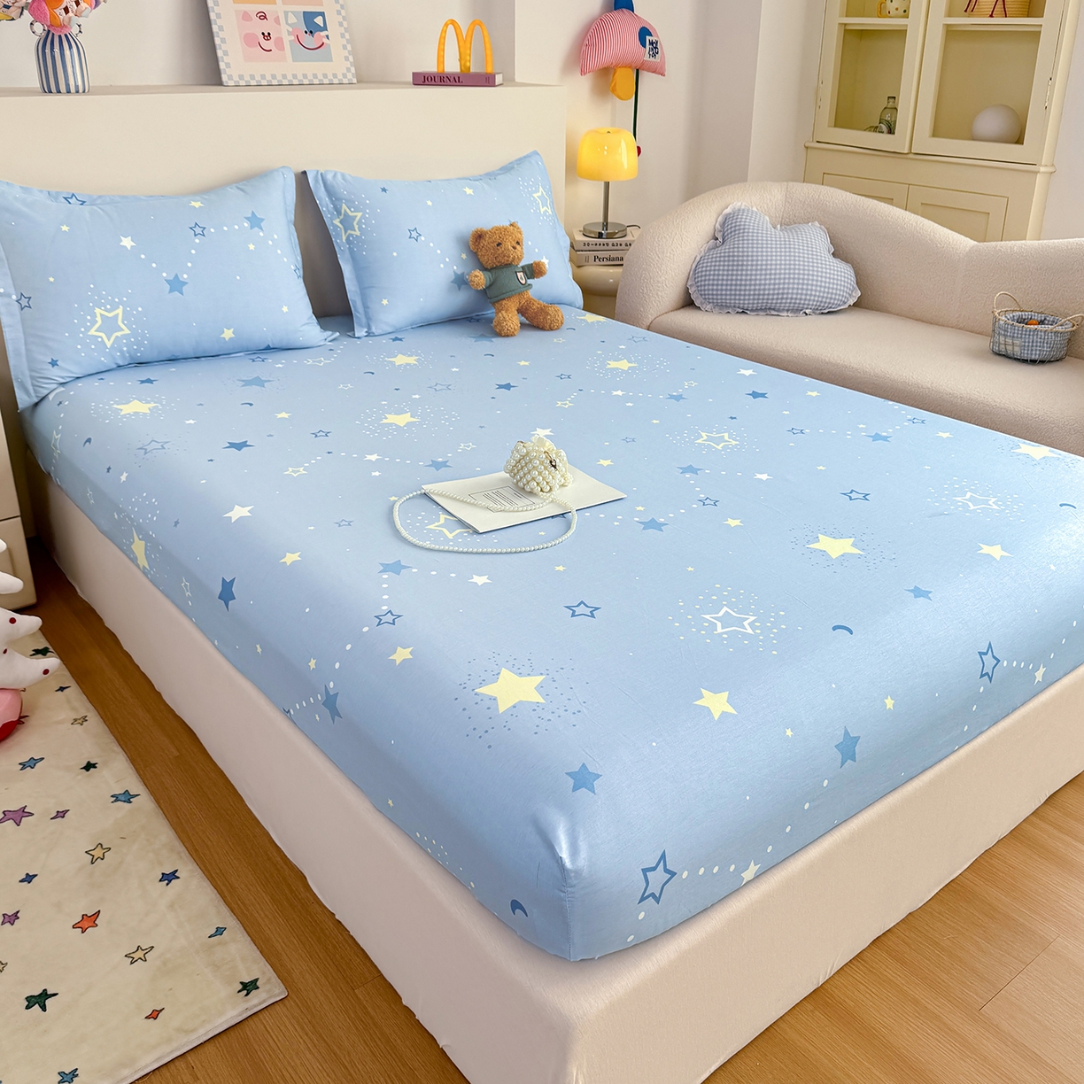 91家纺网 家纺一手货源 找家纺 尚帛 2026新款全棉品质喷气印花爆款四件套 多规格套件 单品系列-单床笠 五星集