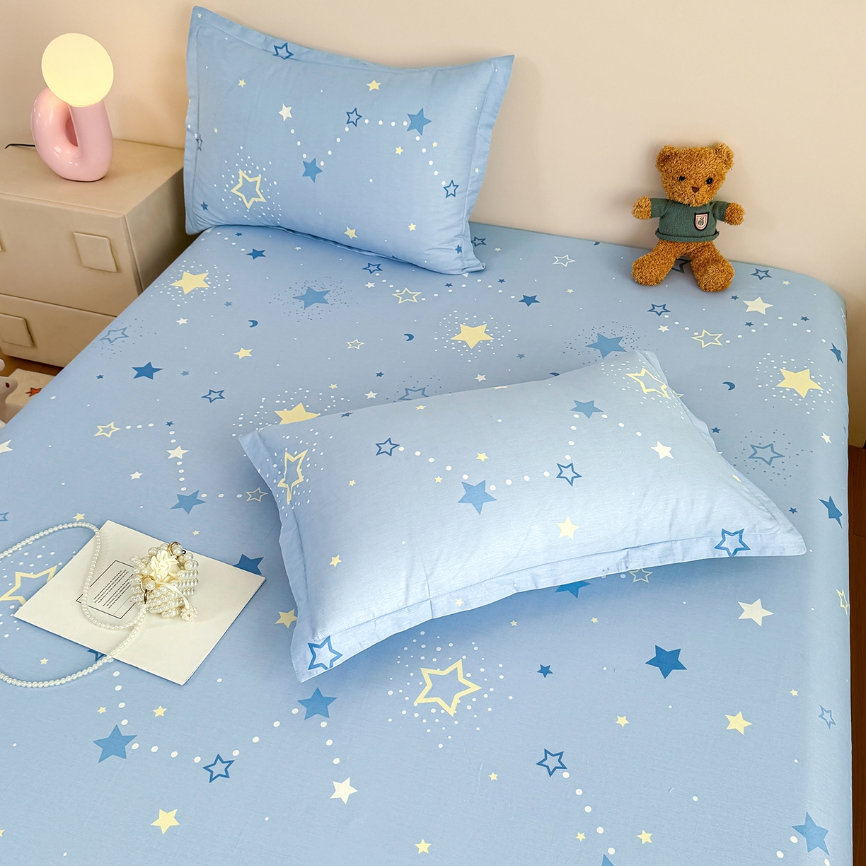 91家纺网 家纺一手货源 找家纺 尚帛 2026新款全棉品质喷气印花爆款四件套 多规格套件 单品系列-单床笠 五星集