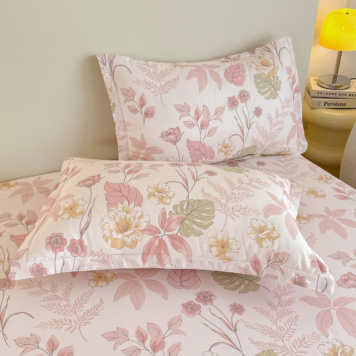 91家纺网 家纺一手货源 找家纺 尚帛 2026新款全棉品质喷气印花爆款四件套 多规格套件 单品系列-单床笠 叶柔粉