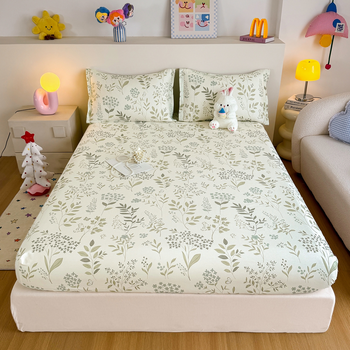 尚帛 2026新款全棉品质喷气印花爆款四件套 多规格套件 单品系列-单床笠 叶之恋