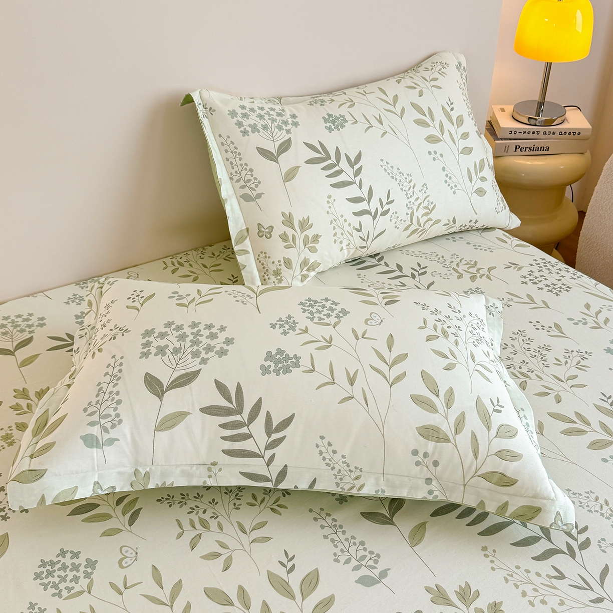 91家纺网 家纺一手货源 找家纺 尚帛 2026新款全棉品质喷气印花爆款四件套 多规格套件 单品系列-单床笠 叶之恋