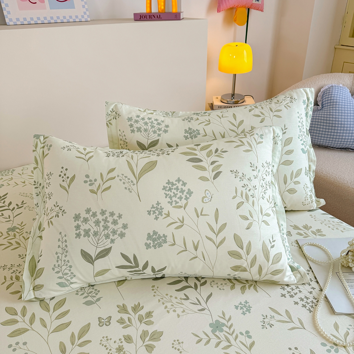 91家纺网 家纺一手货源 找家纺 尚帛 2026新款全棉品质喷气印花爆款四件套 多规格套件 单品系列-单床笠 叶之恋