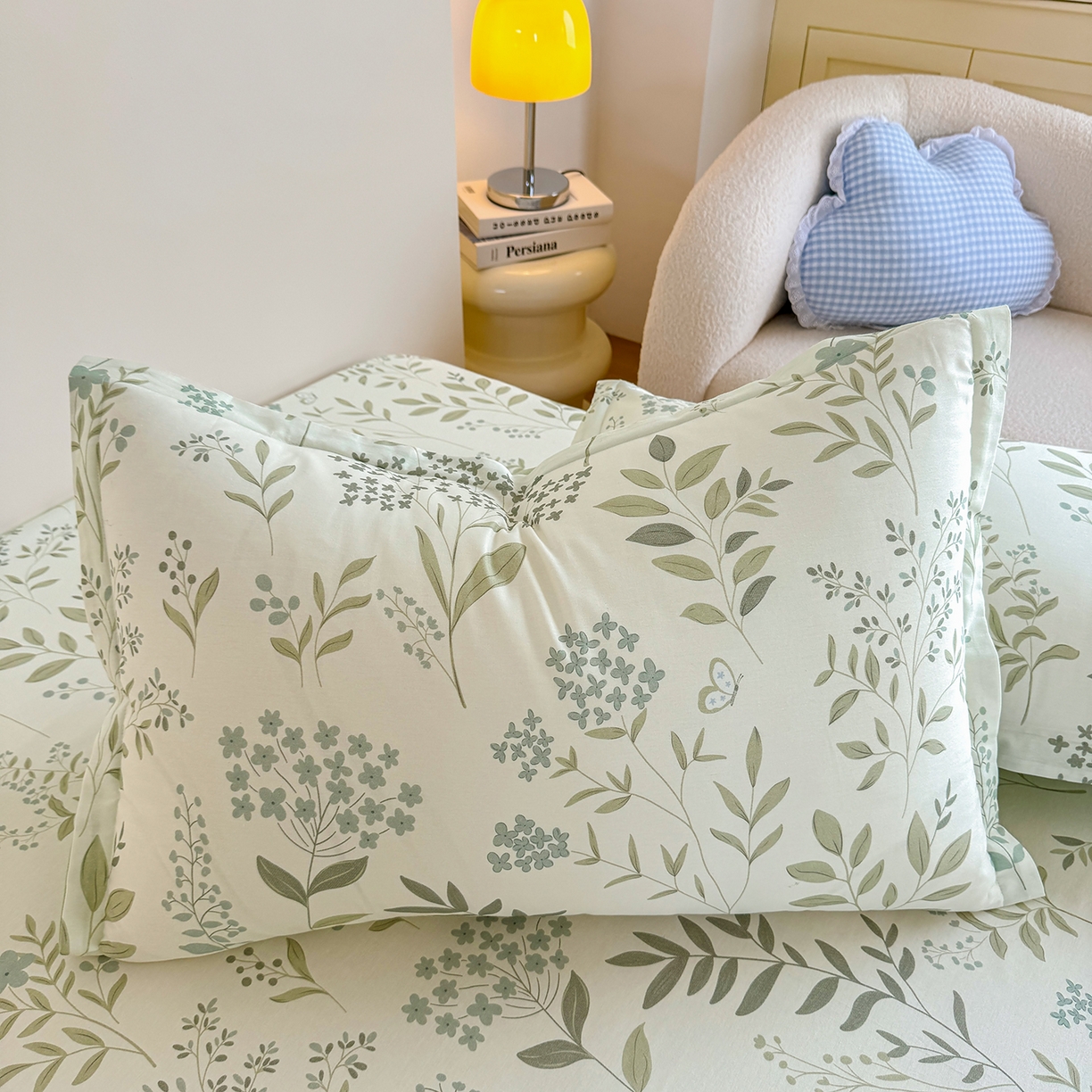 91家纺网 家纺一手货源 找家纺 尚帛 2026新款全棉品质喷气印花爆款四件套 多规格套件 单品系列-单床笠 叶之恋