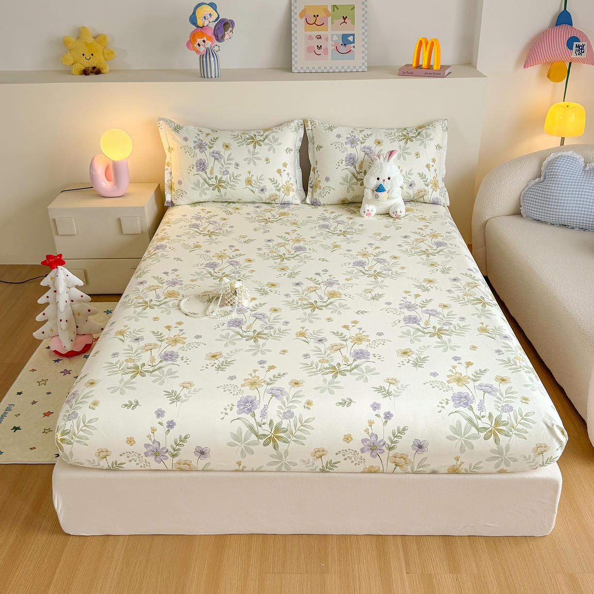 尚帛 2026新款全棉品质喷气印花爆款四件套 多规格套件 单品系列-单床笠 爱的花海