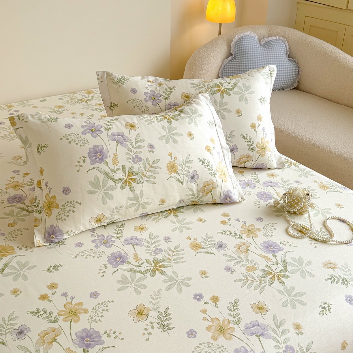 91家纺网 家纺一手货源 找家纺 尚帛 2026新款全棉品质喷气印花爆款四件套 多规格套件 单品系列-单床笠 爱的花海