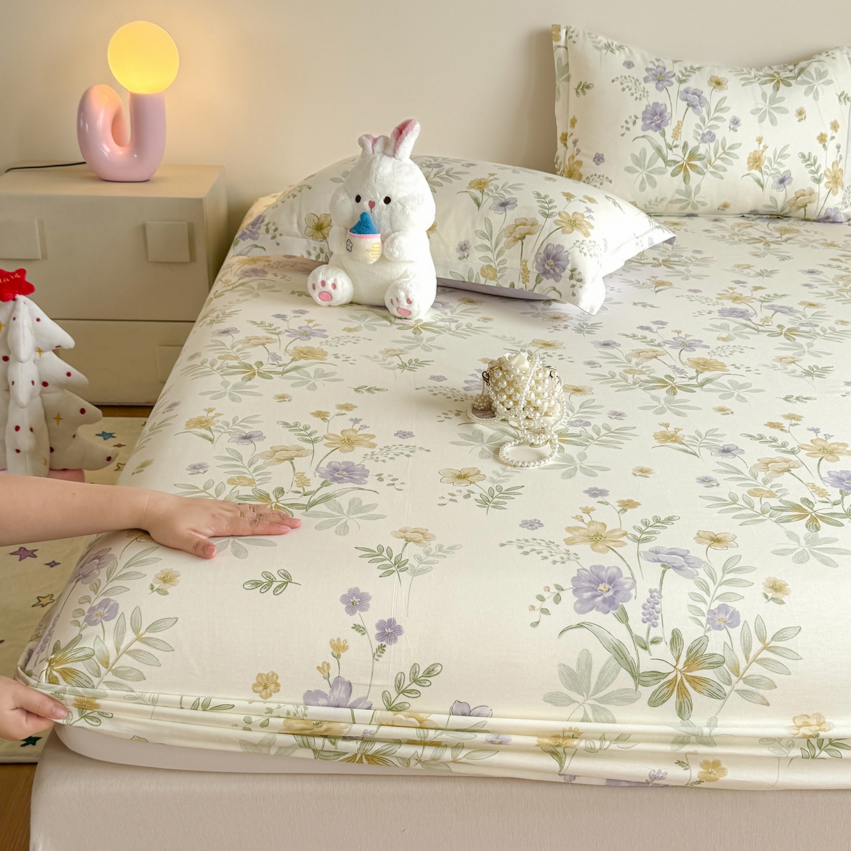 91家纺网 家纺一手货源 找家纺 尚帛 2026新款全棉品质喷气印花爆款四件套 多规格套件 单品系列-单床笠 爱的花海