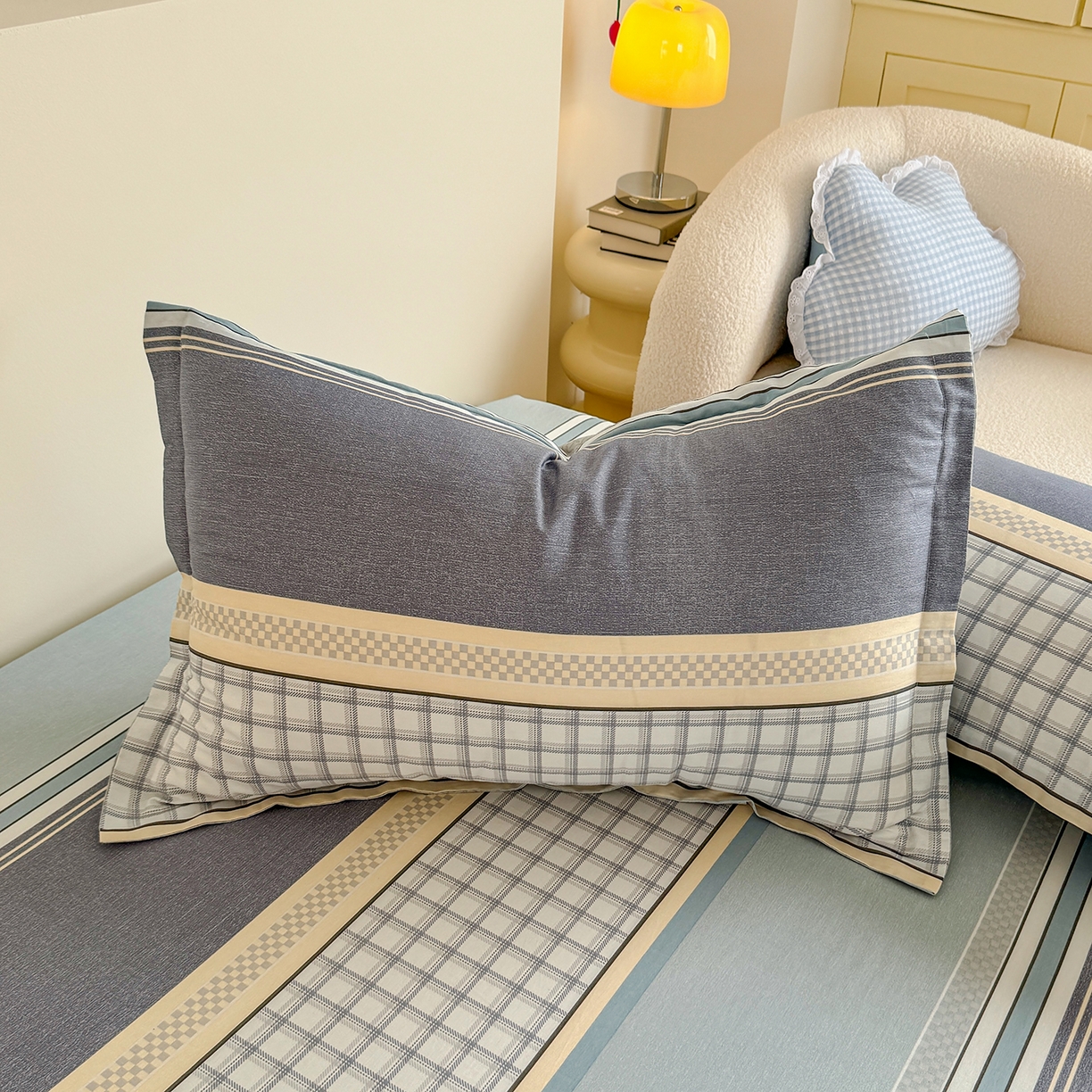 91家纺网 家纺一手货源 找家纺 尚帛 2026新款全棉品质喷气印花爆款四件套 多规格套件 单品系列-单床笠 爱之艺术-灰