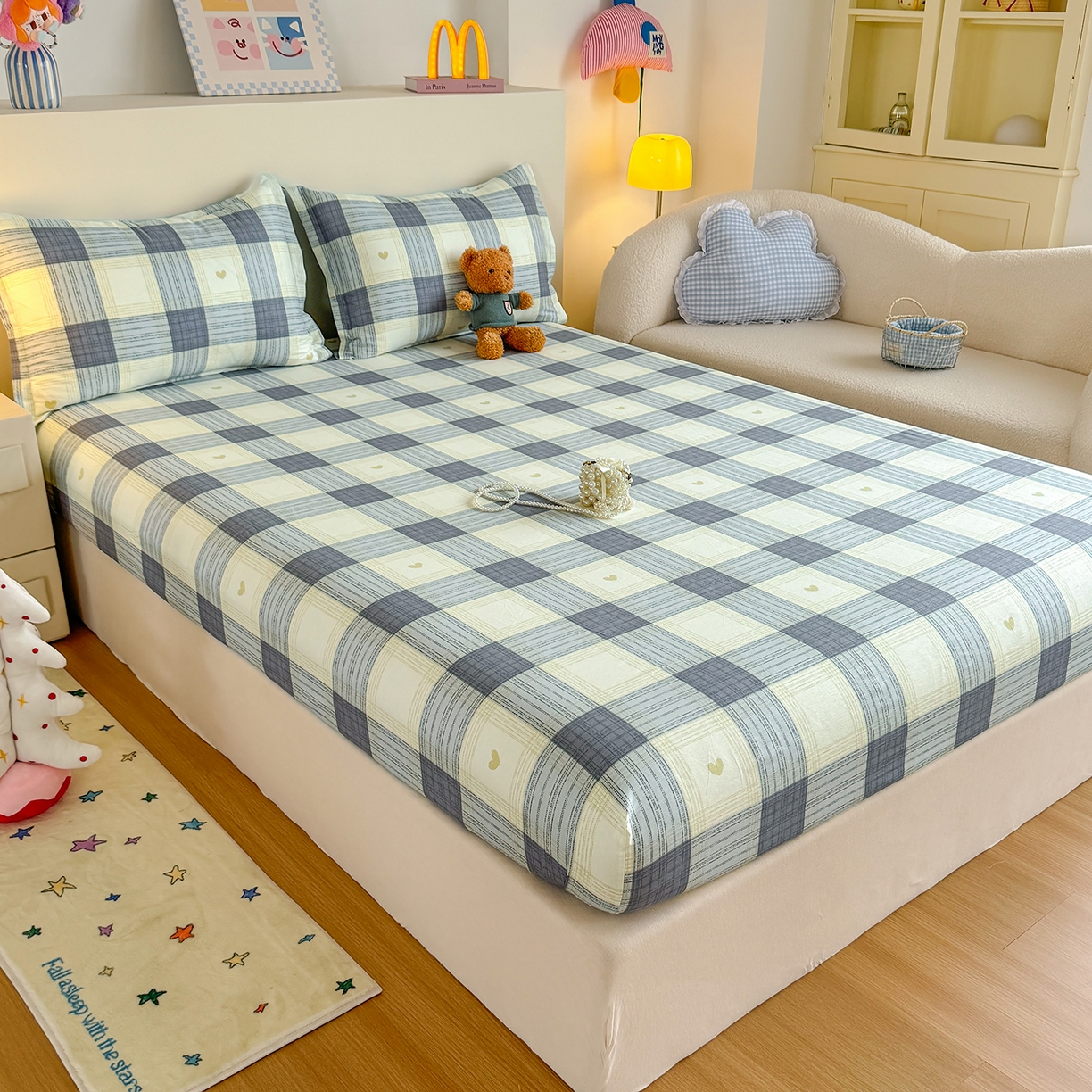 91家纺网 家纺一手货源 找家纺 尚帛 2026新款全棉品质喷气印花爆款四件套 多规格套件 单品系列-单床笠 初心-灰