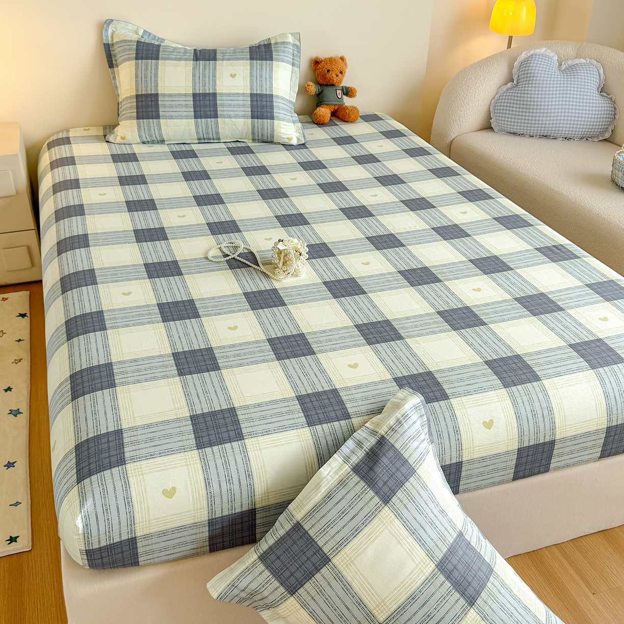 91家纺网 家纺一手货源 找家纺 尚帛 2026新款全棉品质喷气印花爆款四件套 多规格套件 单品系列-单床笠 初心-灰