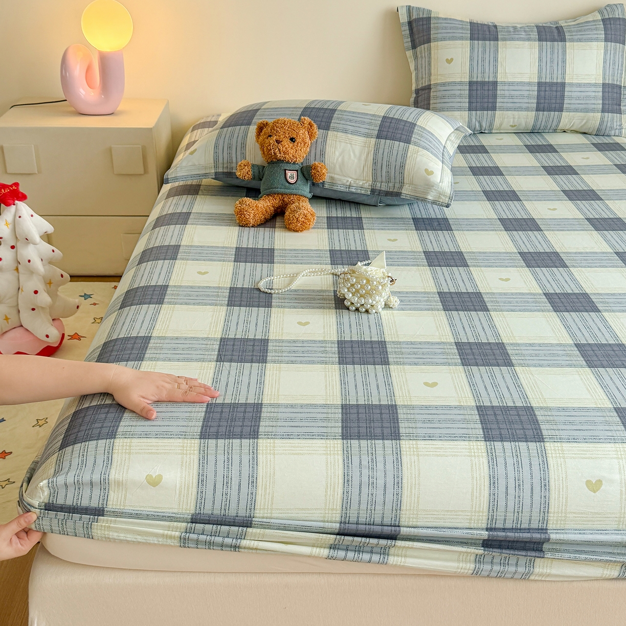 91家纺网 家纺一手货源 找家纺 尚帛 2026新款全棉品质喷气印花爆款四件套 多规格套件 单品系列-单床笠 初心-灰