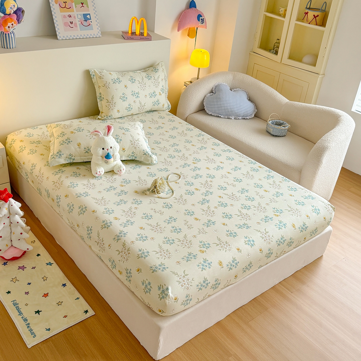 91家纺网 家纺一手货源 找家纺 尚帛 2026新款全棉品质喷气印花爆款四件套 多规格套件 单品系列-单床笠 春漫庭