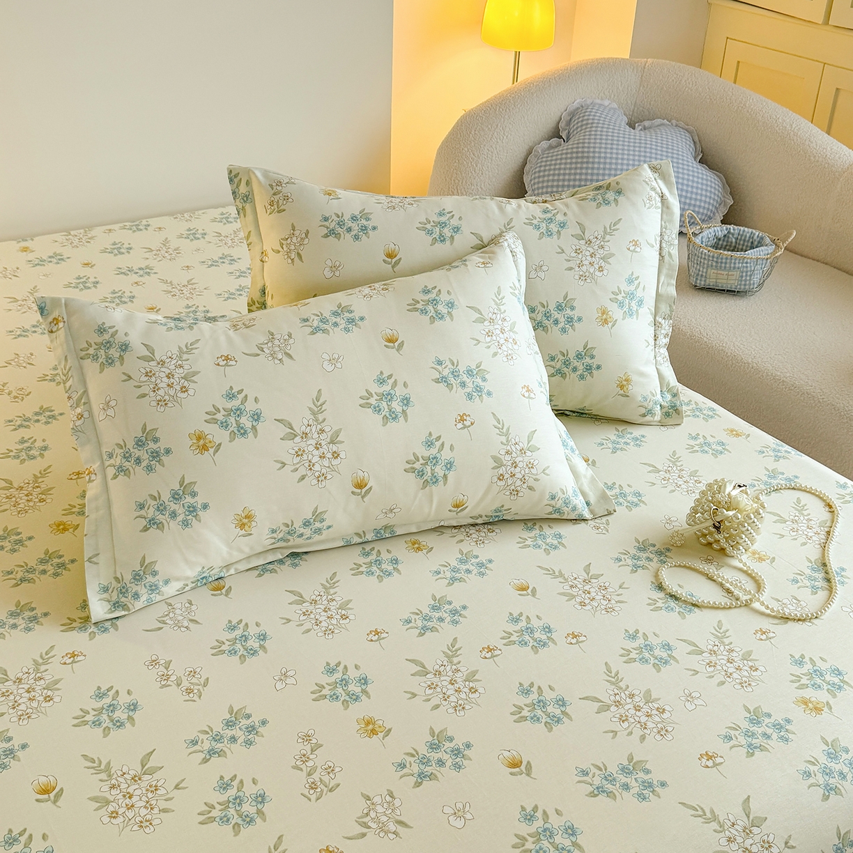 91家纺网 家纺一手货源 找家纺 尚帛 2026新款全棉品质喷气印花爆款四件套 多规格套件 单品系列-单床笠 春漫庭