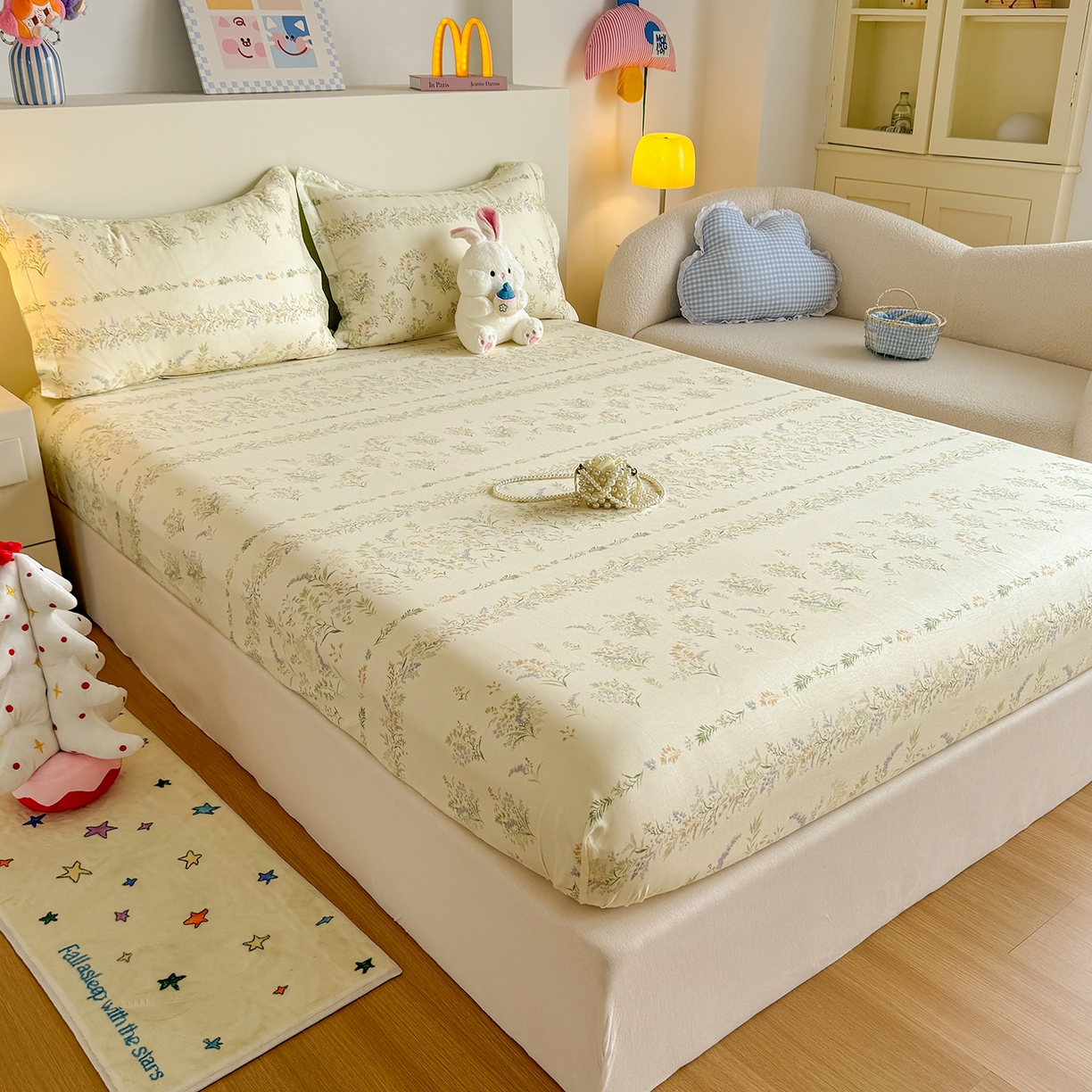 91家纺网 家纺一手货源 找家纺 尚帛 2026新款全棉品质喷气印花爆款四件套 多规格套件 单品系列-单床笠 丛草集