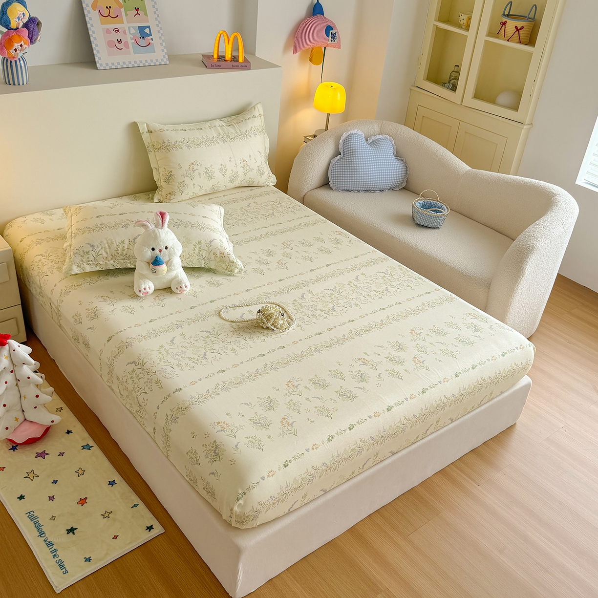 91家纺网 家纺一手货源 找家纺 尚帛 2026新款全棉品质喷气印花爆款四件套 多规格套件 单品系列-单床笠 丛草集