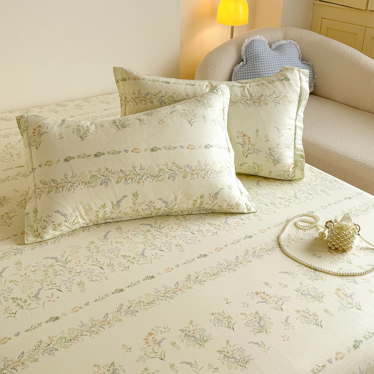 91家纺网 家纺一手货源 找家纺 尚帛 2026新款全棉品质喷气印花爆款四件套 多规格套件 单品系列-单床笠 丛草集