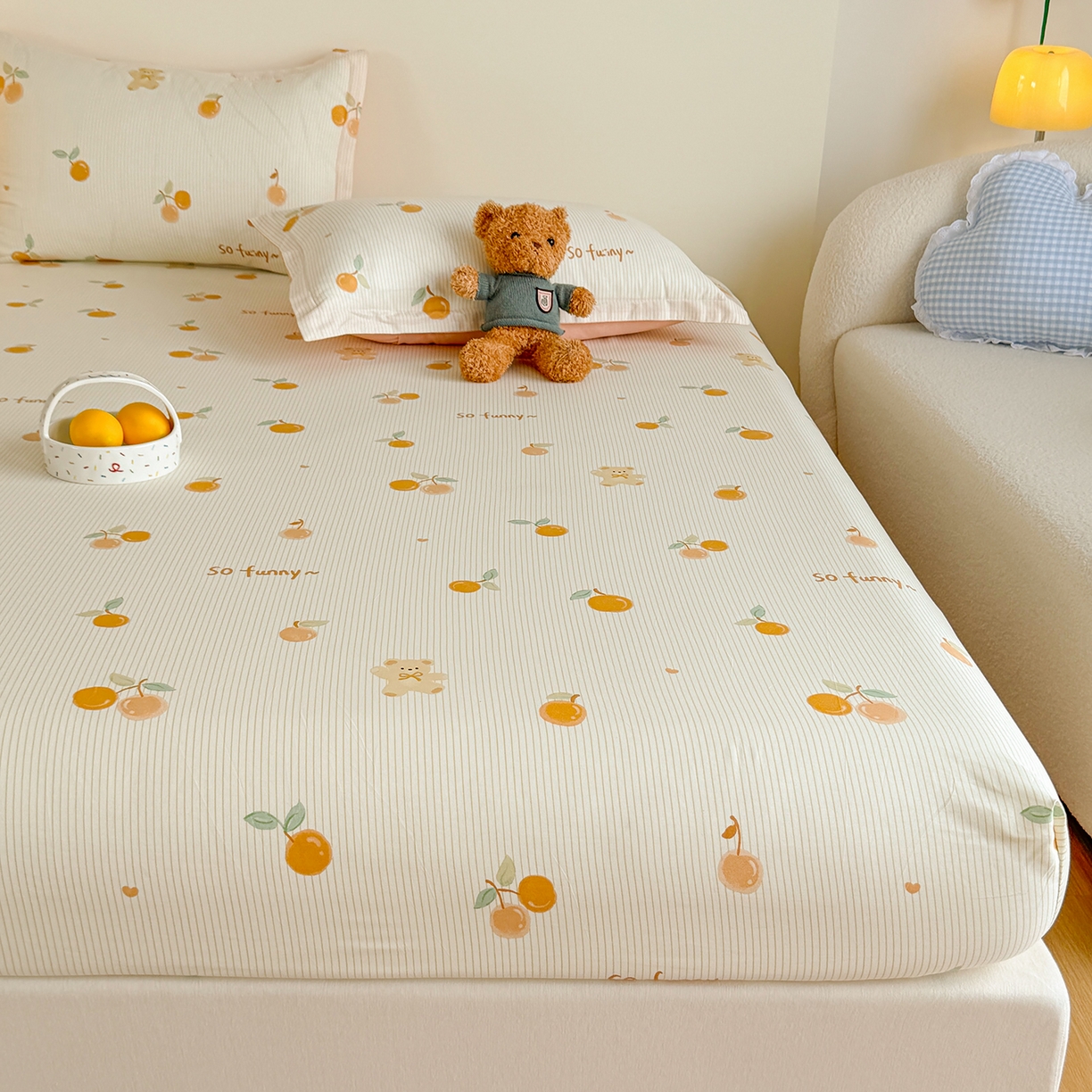 91家纺网 家纺一手货源 找家纺 尚帛 2026新款全棉品质喷气印花爆款四件套 多规格套件 单品系列-单床笠 欢乐碰碰熊