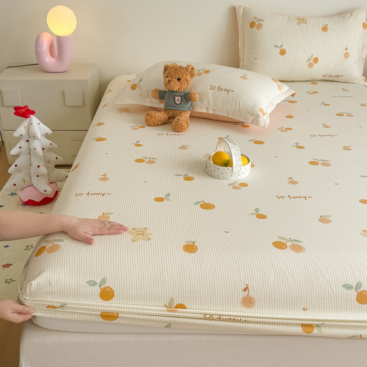 91家纺网 家纺一手货源 找家纺 尚帛 2026新款全棉品质喷气印花爆款四件套 多规格套件 单品系列-单床笠 欢乐碰碰熊