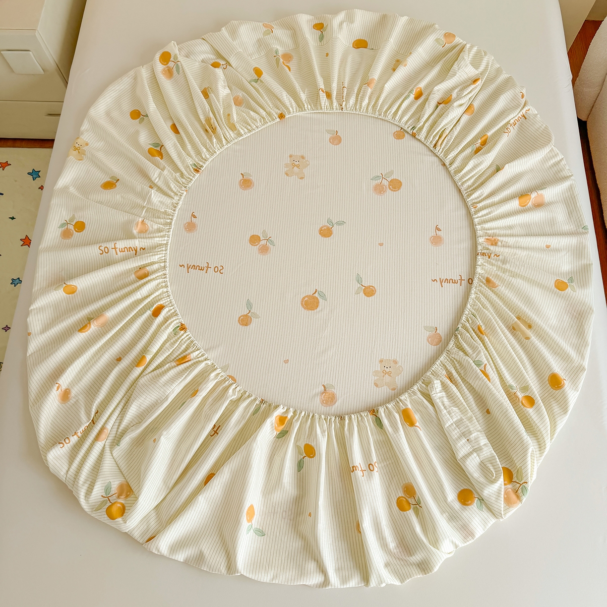 91家纺网 家纺一手货源 找家纺 尚帛 2026新款全棉品质喷气印花爆款四件套 多规格套件 单品系列-单床笠 欢乐碰碰熊