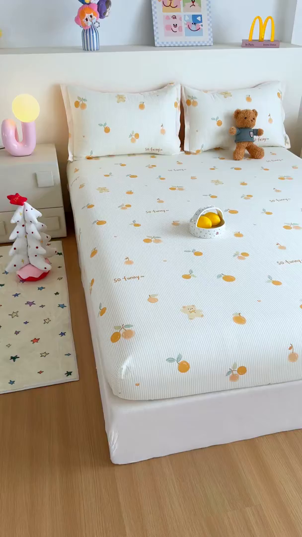 91家纺网 家纺一手货源 找家纺 尚帛 2026新款全棉品质喷气印花爆款四件套 多规格套件 单品系列-单床笠 欢乐碰碰熊