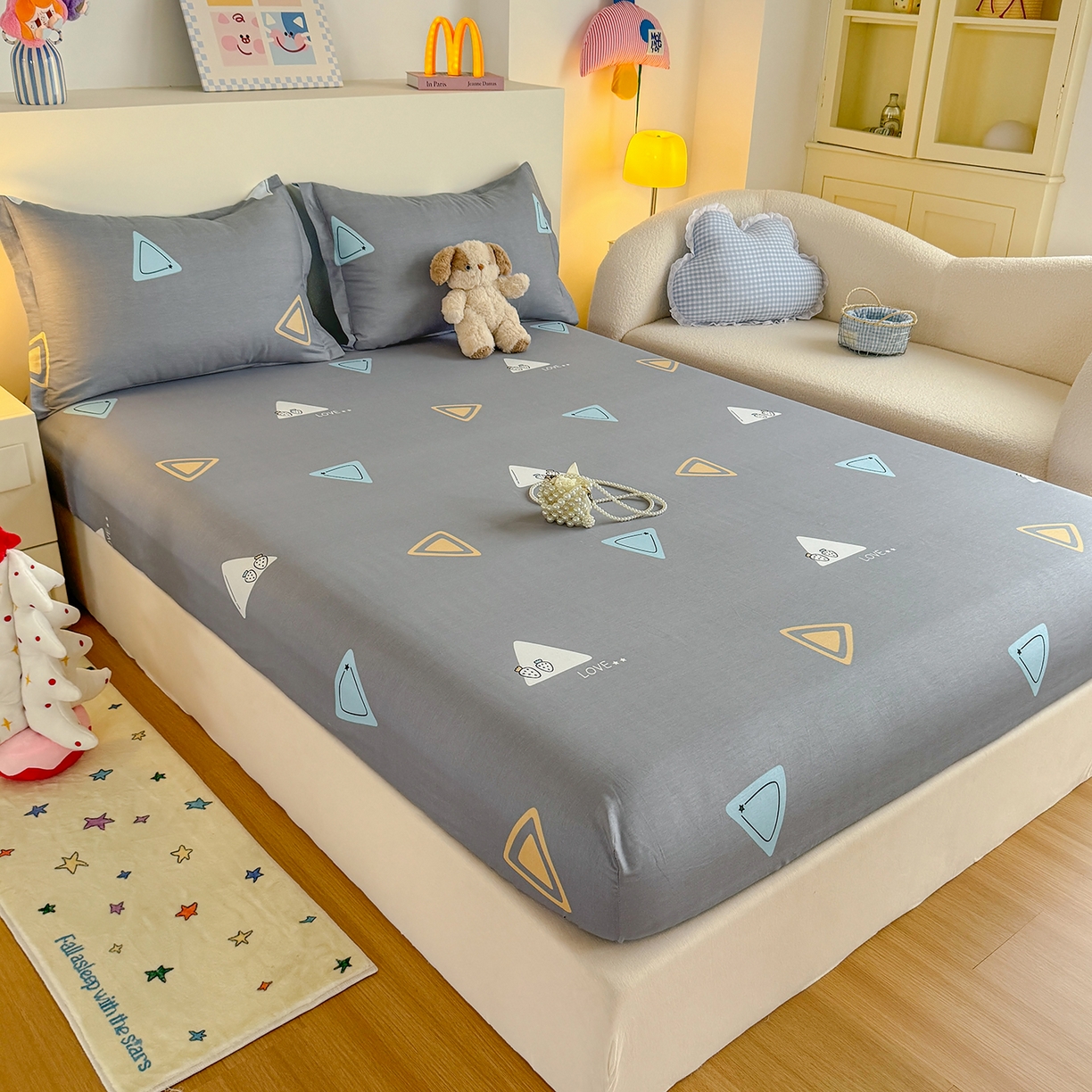 91家纺网 家纺一手货源 找家纺 尚帛 2026新款全棉品质喷气印花爆款四件套 多规格套件 单品系列-单床笠 吉米