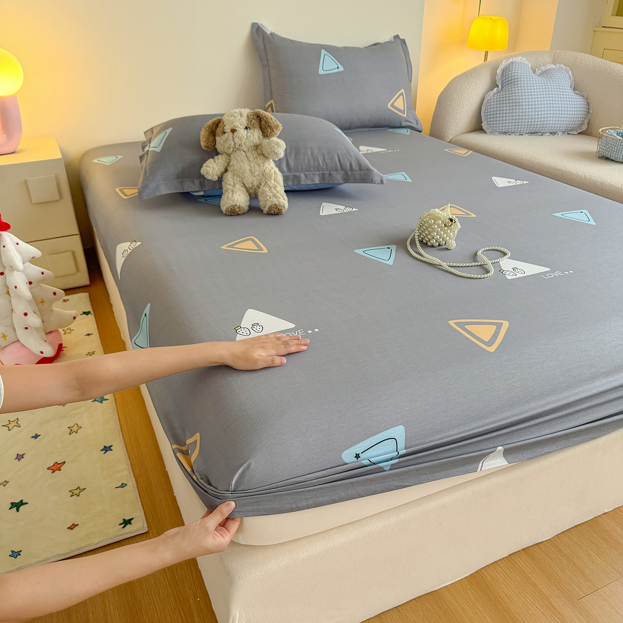 91家纺网 家纺一手货源 找家纺 尚帛 2026新款全棉品质喷气印花爆款四件套 多规格套件 单品系列-单床笠 吉米