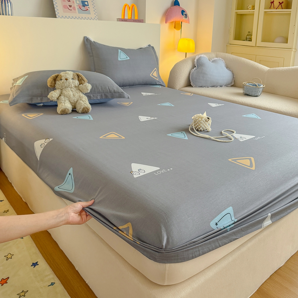 91家纺网 家纺一手货源 找家纺 尚帛 2026新款全棉品质喷气印花爆款四件套 多规格套件 单品系列-单床笠 吉米