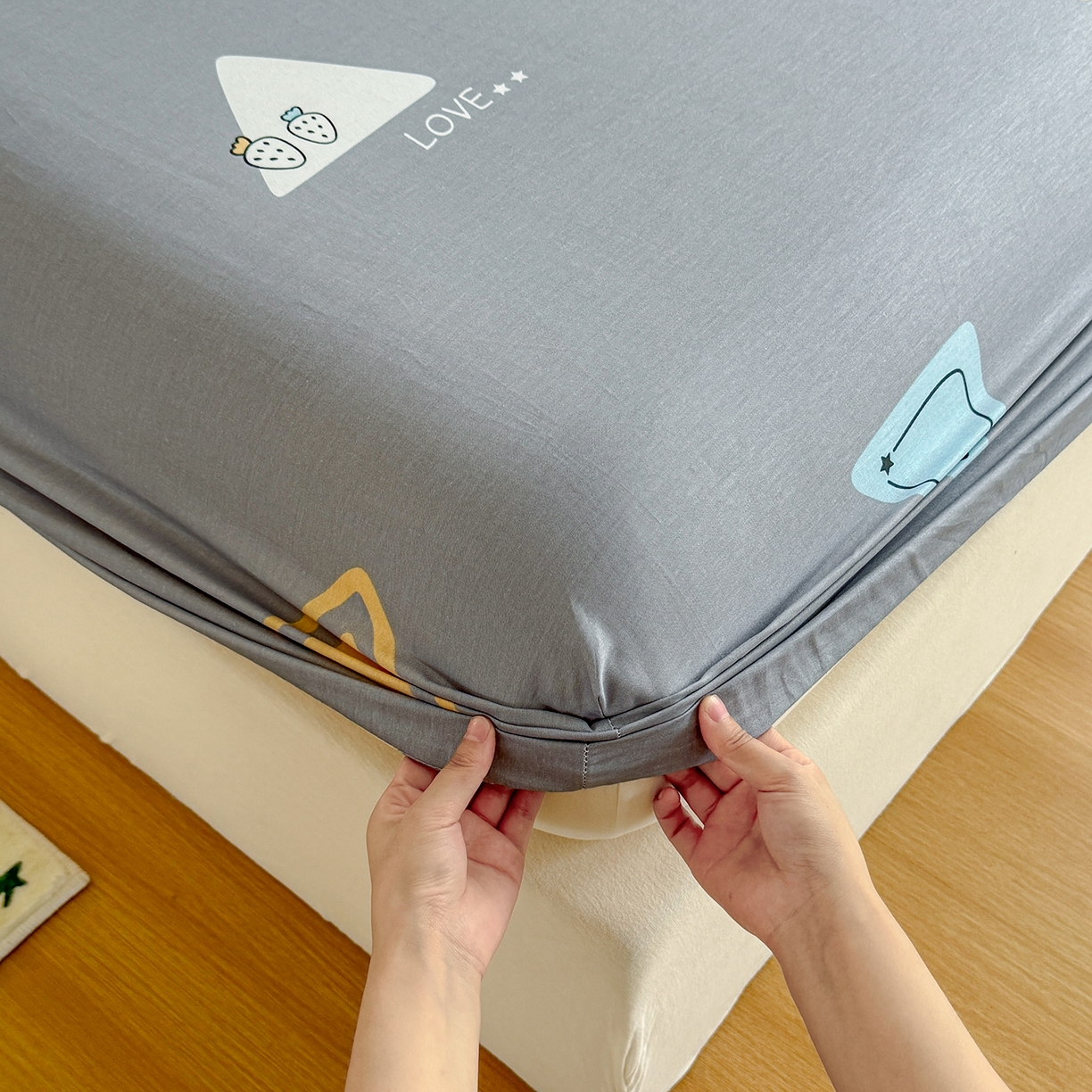 91家纺网 家纺一手货源 找家纺 尚帛 2026新款全棉品质喷气印花爆款四件套 多规格套件 单品系列-单床笠 吉米