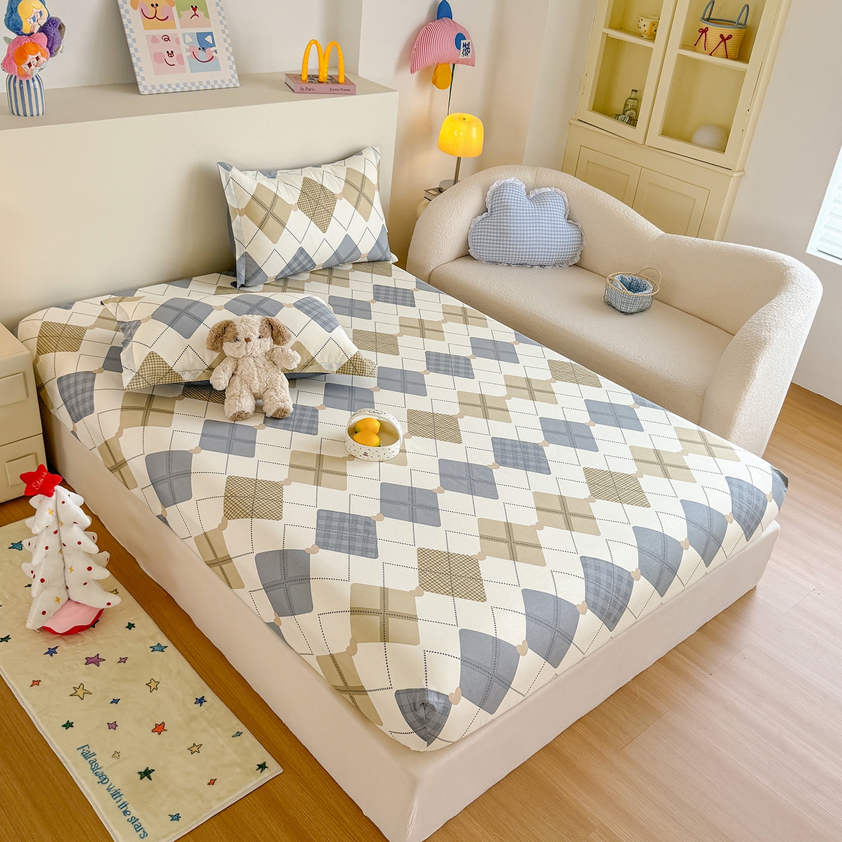 91家纺网 家纺一手货源 找家纺 尚帛 2026新款全棉品质喷气印花爆款四件套 多规格套件 单品系列-单床笠 佳丽斯