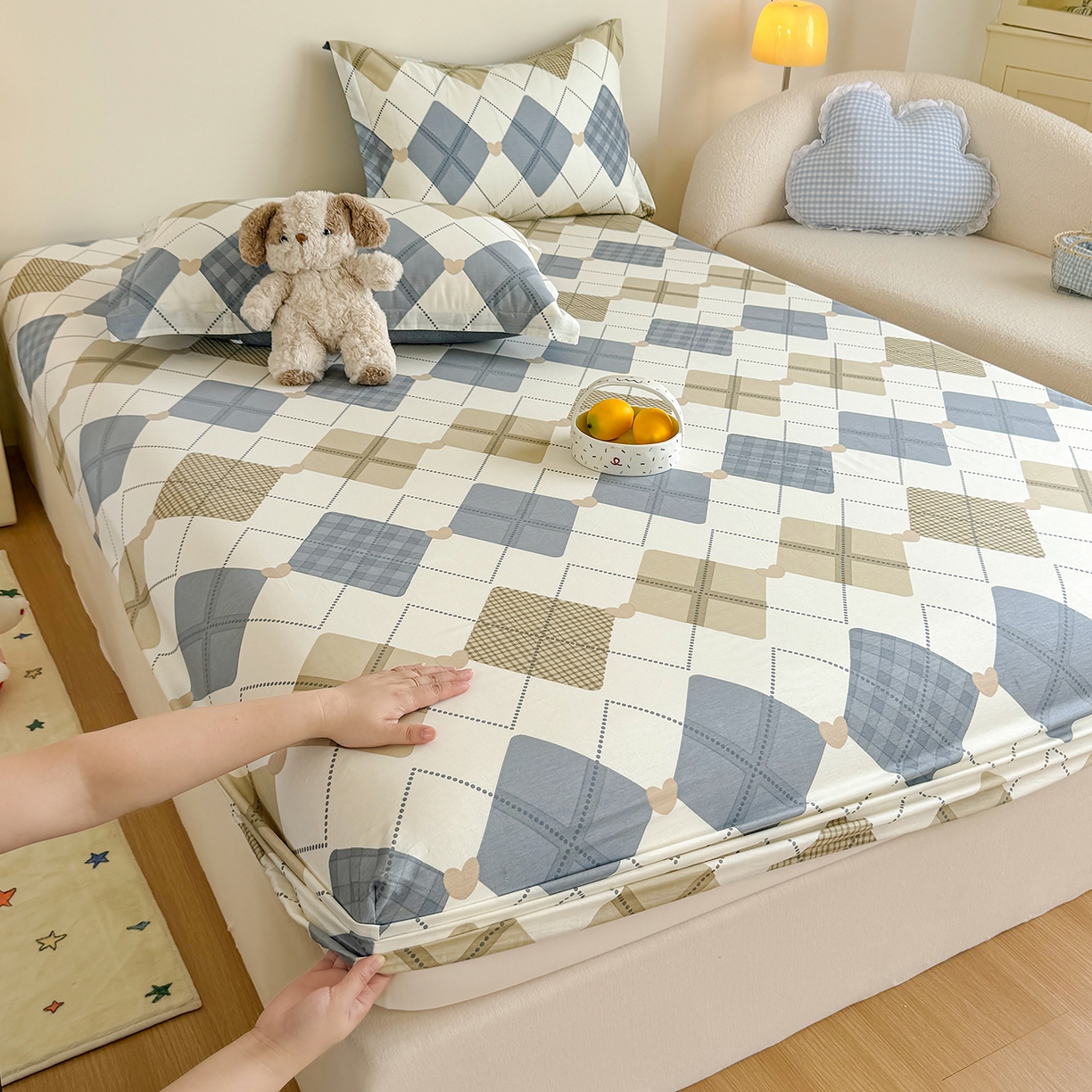 91家纺网 家纺一手货源 找家纺 尚帛 2026新款全棉品质喷气印花爆款四件套 多规格套件 单品系列-单床笠 佳丽斯