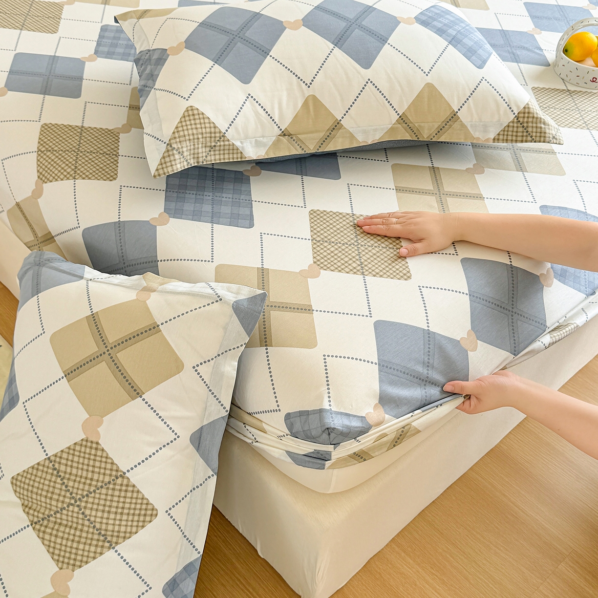 91家纺网 家纺一手货源 找家纺 尚帛 2026新款全棉品质喷气印花爆款四件套 多规格套件 单品系列-单床笠 佳丽斯