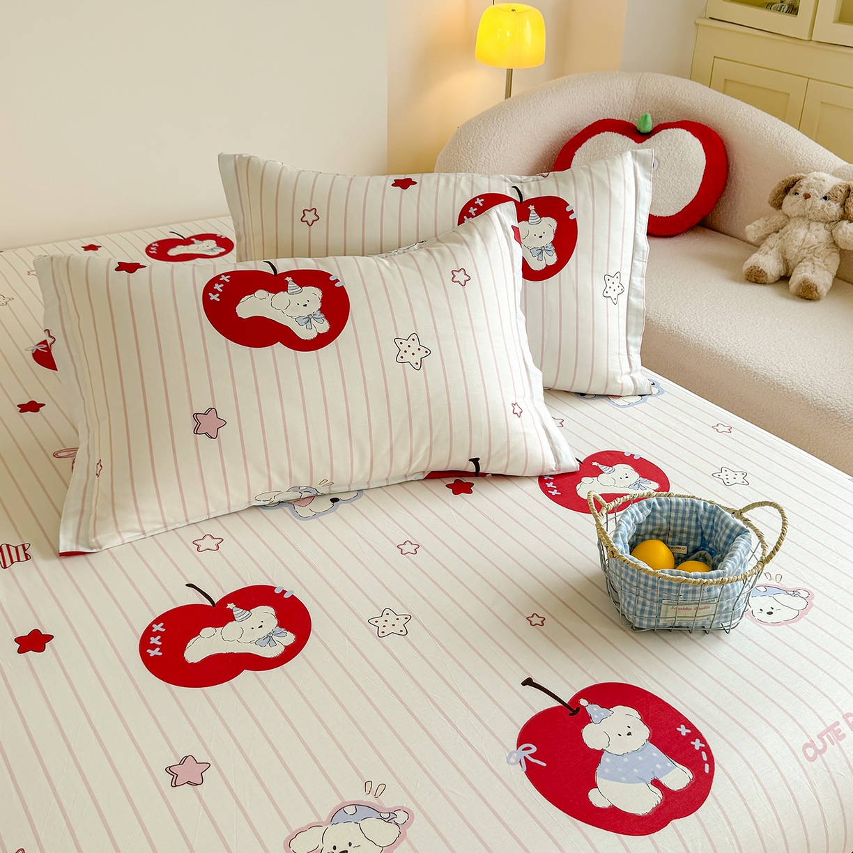 91家纺网 家纺一手货源 找家纺 尚帛 2026新款全棉品质喷气印花爆款四件套 多规格套件 单品系列-单床笠 派对柯基