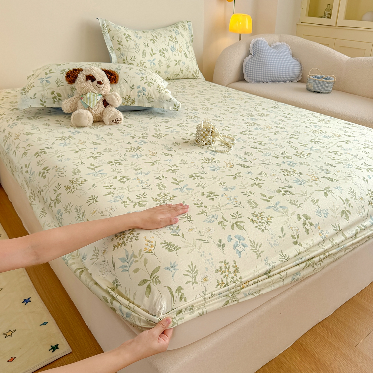 91家纺网 家纺一手货源 找家纺 尚帛 2026新款全棉品质喷气印花爆款四件套 多规格套件 单品系列-单床笠 浅草繁花