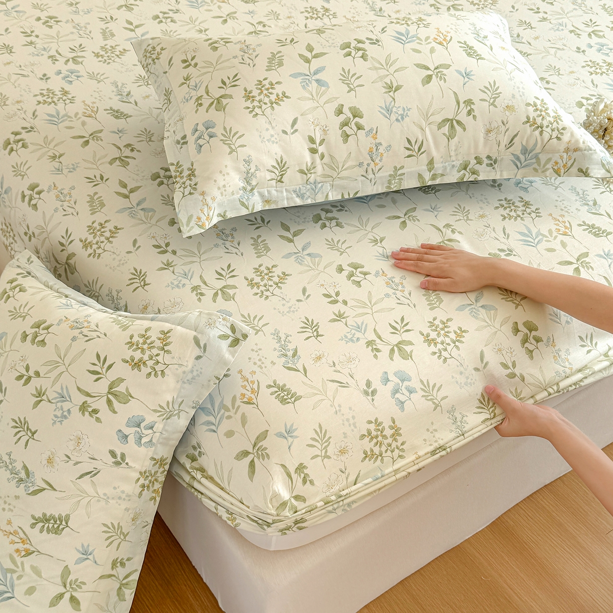 91家纺网 家纺一手货源 找家纺 尚帛 2026新款全棉品质喷气印花爆款四件套 多规格套件 单品系列-单床笠 浅草繁花