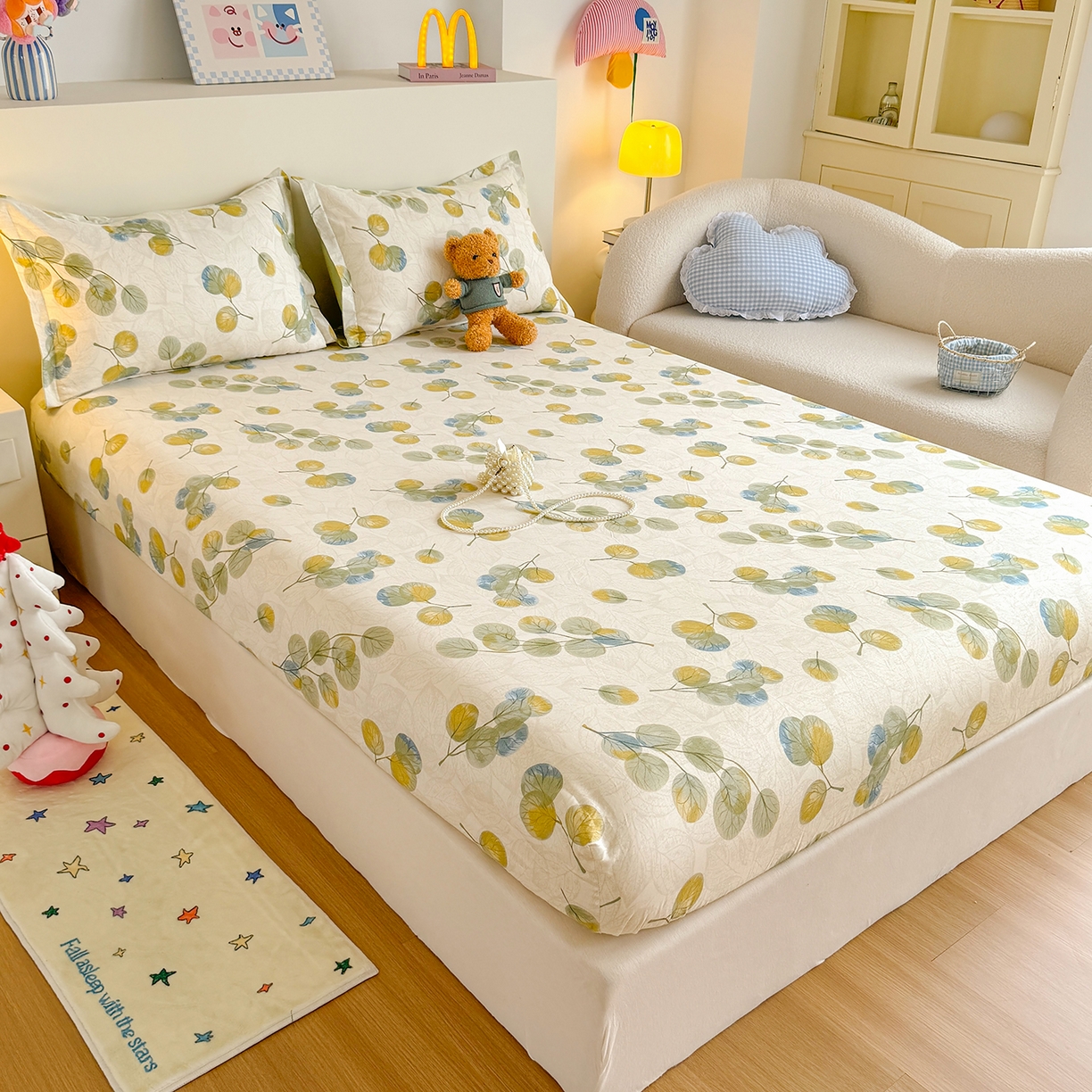 91家纺网 家纺一手货源 找家纺 尚帛 2026新款全棉品质喷气印花爆款四件套 多规格套件 单品系列-单床笠 秋飘铃