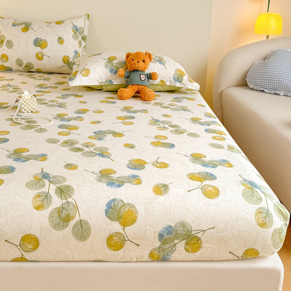 91家纺网 家纺一手货源 找家纺 尚帛 2026新款全棉品质喷气印花爆款四件套 多规格套件 单品系列-单床笠 秋飘铃