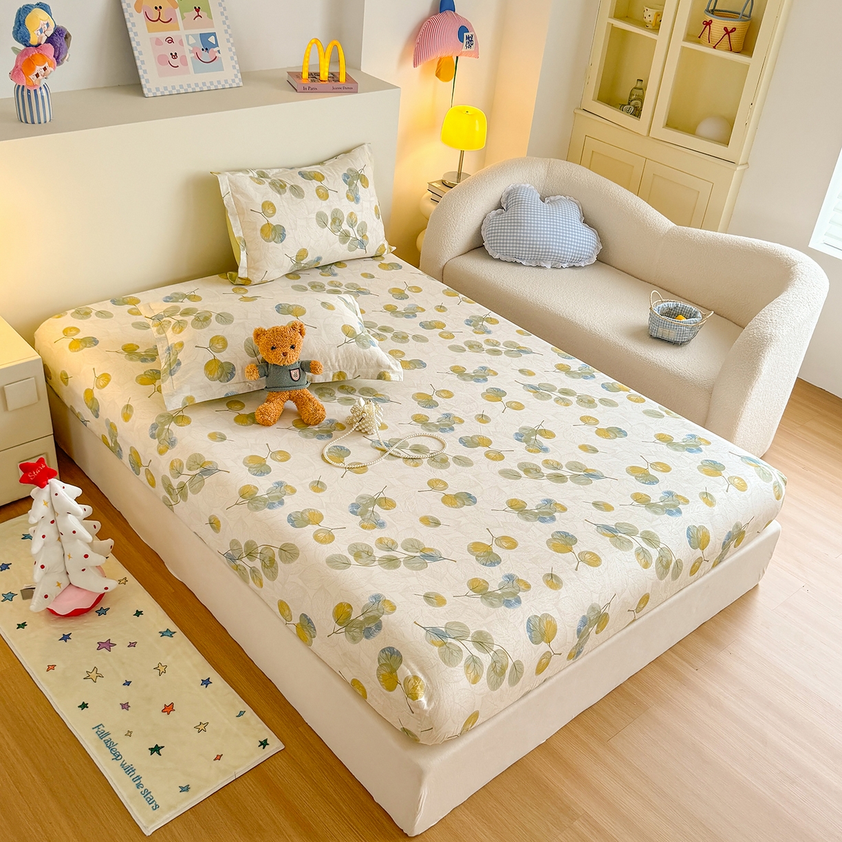 91家纺网 家纺一手货源 找家纺 尚帛 2026新款全棉品质喷气印花爆款四件套 多规格套件 单品系列-单床笠 秋飘铃