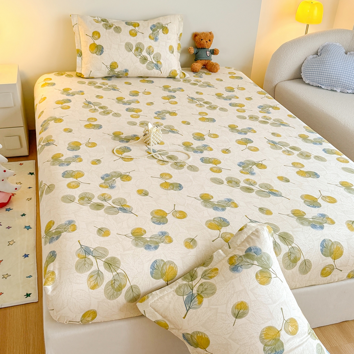 91家纺网 家纺一手货源 找家纺 尚帛 2026新款全棉品质喷气印花爆款四件套 多规格套件 单品系列-单床笠 秋飘铃