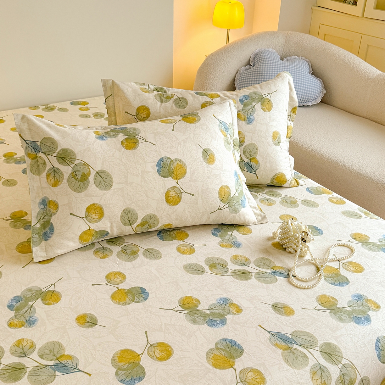 91家纺网 家纺一手货源 找家纺 尚帛 2026新款全棉品质喷气印花爆款四件套 多规格套件 单品系列-单床笠 秋飘铃