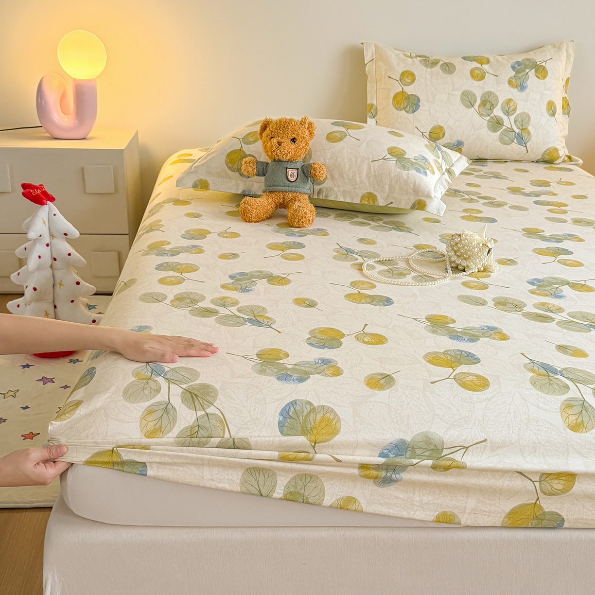 91家纺网 家纺一手货源 找家纺 尚帛 2026新款全棉品质喷气印花爆款四件套 多规格套件 单品系列-单床笠 秋飘铃