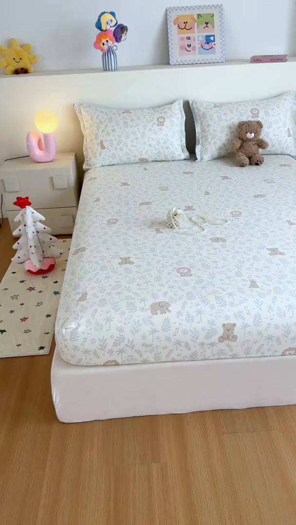 91家纺网 家纺一手货源 找家纺 尚帛 2026新款全棉品质喷气印花爆款四件套 多规格套件 单品系列-单床笠 森林小镇-兰