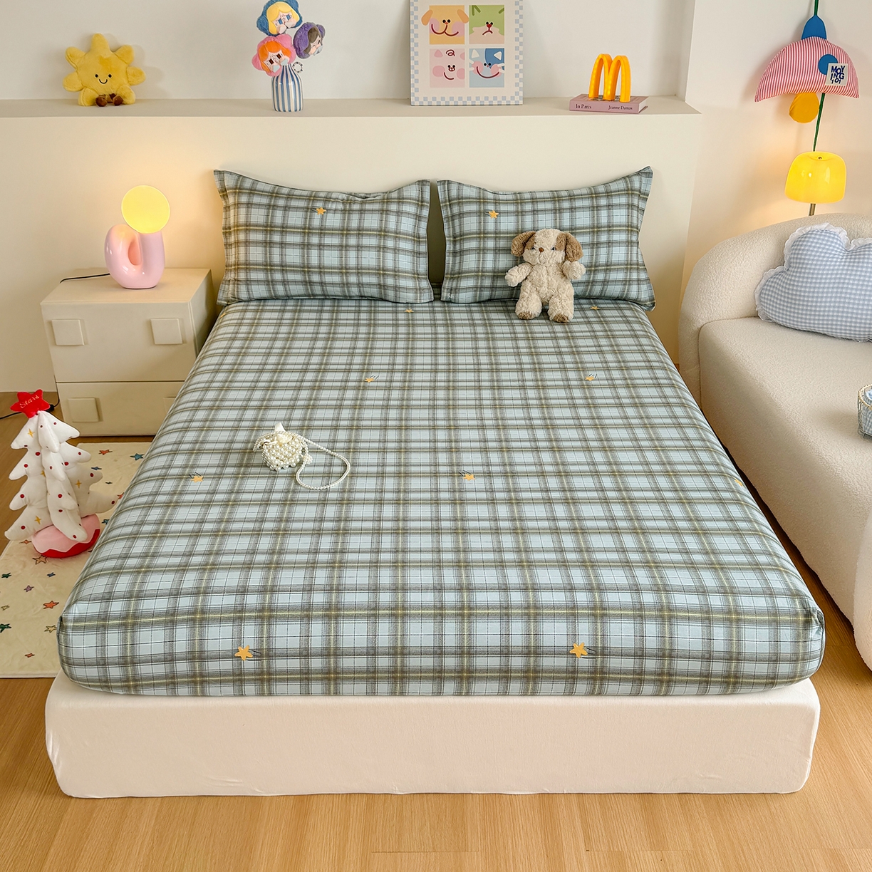 尚帛 2026新款全棉品质喷气印花爆款四件套 多规格套件 单品系列-单床笠 闪耀的星